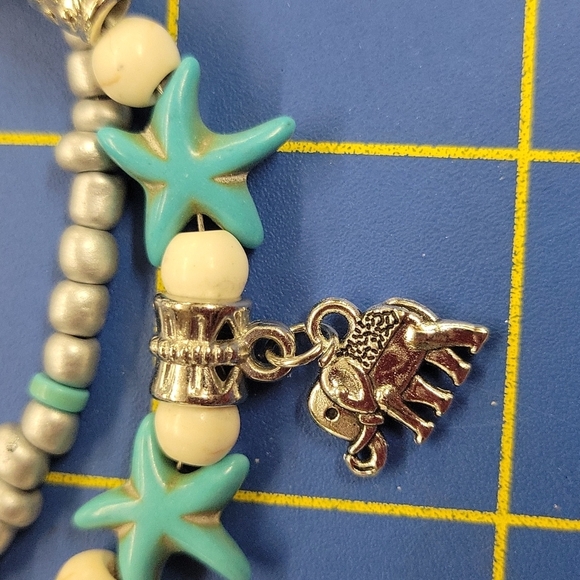 Faux Turquoise Sea Theme 9" Bracelet Beach Sea - Picture 2 of 3